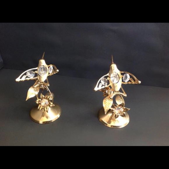 Vintage Austrian Crystal 24K Gold Plated Humming - Picture 2 of 9